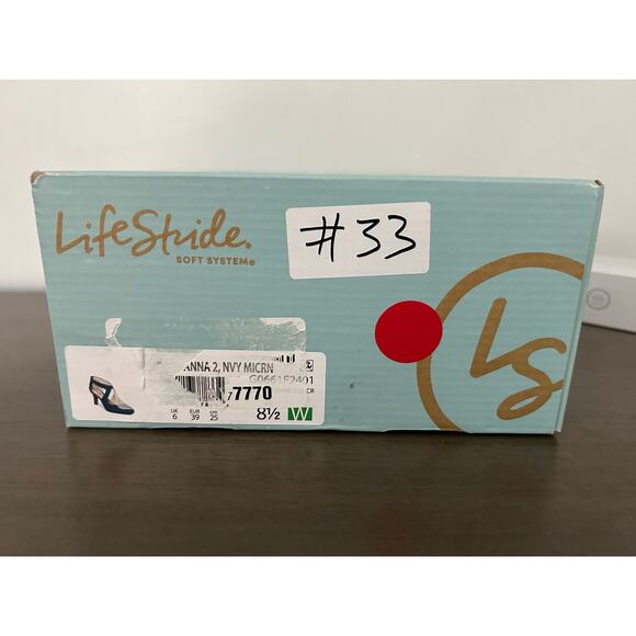 Lifestride Giovanna 2 Pump Heel Sandals Navy Blue 8.5 Wide EUC - Picture 10 of 13